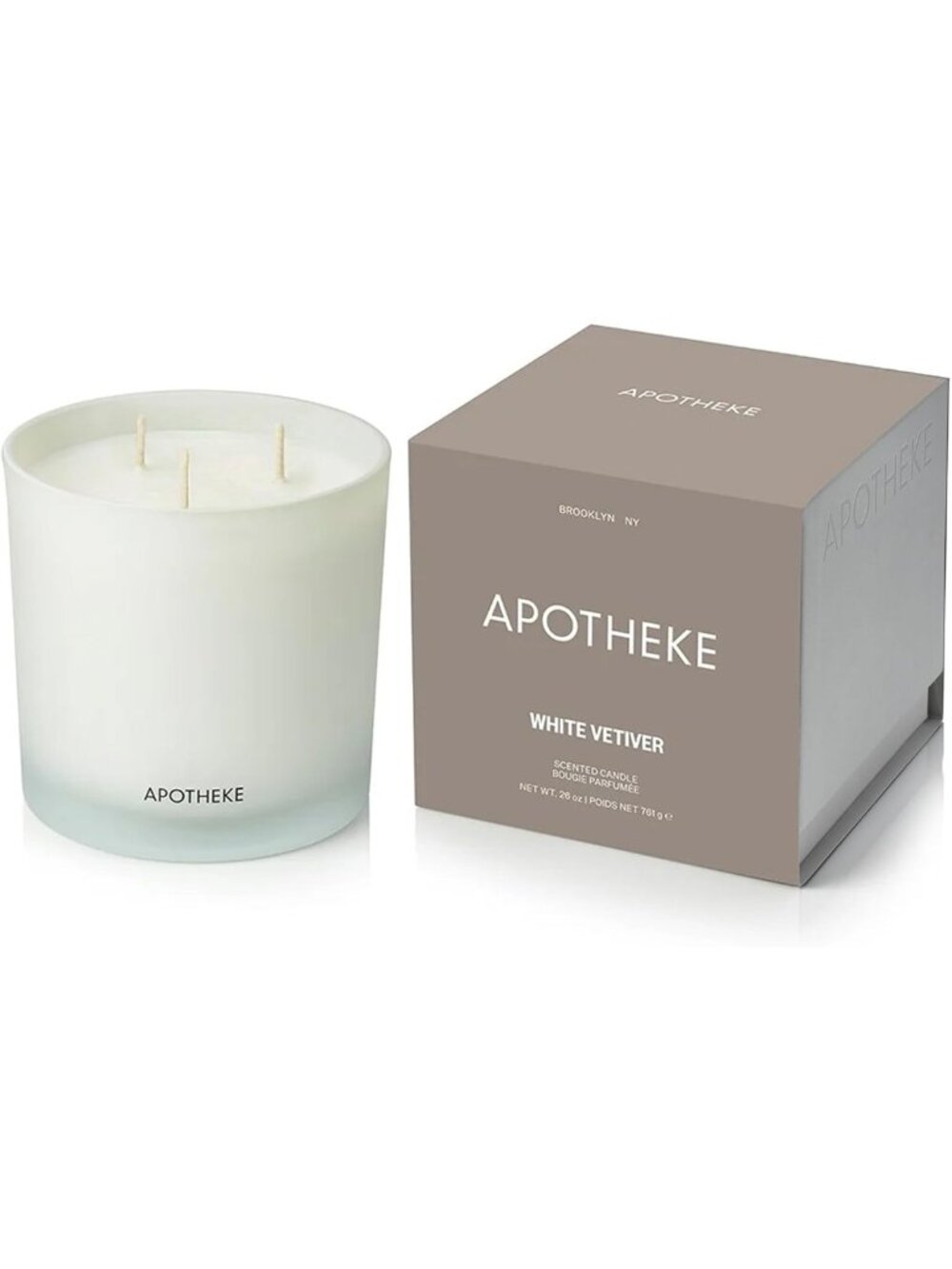 Luxury 3-Wick Scented Candle - White Vetiver, 26 Oz - Relaxing Home Fragrance